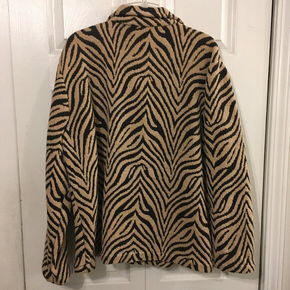 Chico's Vintage Zebra Tiger Animal print Jacket Sz 2 - Picture 4 of 5